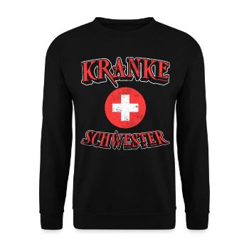 Halloween Kranke Schwester | Halloween Kostüm - Unisex Pullover - Schwarz - Vorne - Alina (178cm) & Michal (187cm)