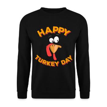 Happy Turkey Day Thanksgiving Erntedank Truthahn - Unisex Sweatshirt - black - Front - Alina (178cm) & Michal (187cm)
