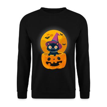 Halloween Kostüm Kinder - Unisex Pullover - Schwarz - Vorne - Alina (178cm) & Michal (187cm)
