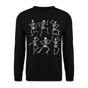 Halloween Skelett Skull Halloween Kostüm - Unisex Pullover - Schwarz - Vorne - Alina (178cm) & Michal (187cm)