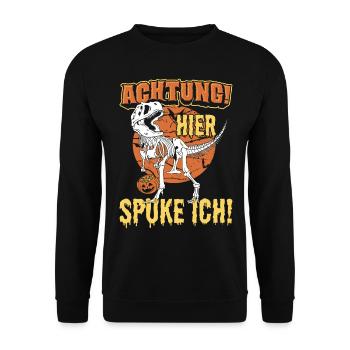 Halloween Kostüm | Skelett Dino Horror-Kostüm - Unisex Pullover - Schwarz - Vorne - Alina (178cm) & Michal (187cm)