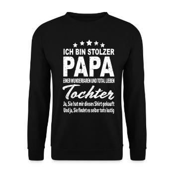 Stiefvater Bonuspapa Stolzer Stiefpapa - Unisex Pullover - Schwarz - Vorne - Alina (178cm) & Michal (187cm)