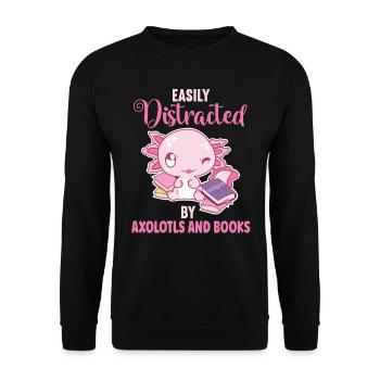 Easily distracted by axolotls and books book - Unisex Sweatshirt - black - Front - Alina (178cm) & Michal (187cm)