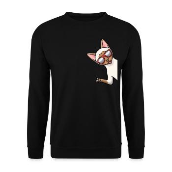 Siamkatze Katze Sonnenbrille - Unisex Pullover - Schwarz - Vorne - Alina (178cm) & Michal (187cm)