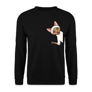 Siamkatze Katze - Unisex Pullover - Schwarz - Vorne - Alina (178cm) & Michal (187cm)