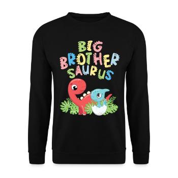 Großer Bruder Saurus Geschwister Herbivore - Unisex Pullover - Schwarz - Vorne - Alina (178cm) & Michal (187cm)