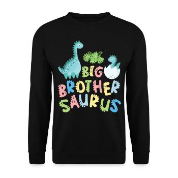 Großer Bruder Saurus Geschwister Herbivore - Unisex Pullover - Schwarz - Vorne - Alina (178cm) & Michal (187cm)