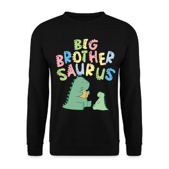 Big brother Saurus siblings Herbivore - Unisex Sweatshirt - black - Front - Alina (178cm) & Michal (187cm)