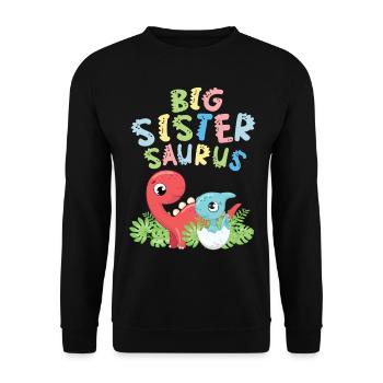 Big sister Saurus siblings Herbivore - Unisex Sweatshirt - black - Front - Alina (178cm) & Michal (187cm)