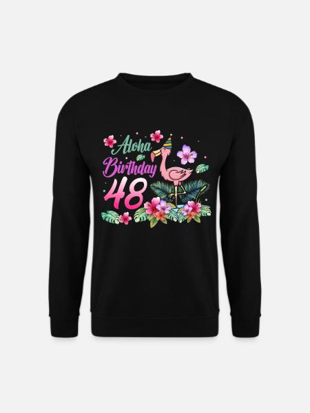 Aloha Geburtstag 48 Flamingo Vogel 48. Geburtstag - Unisex Pullover - Schwarz