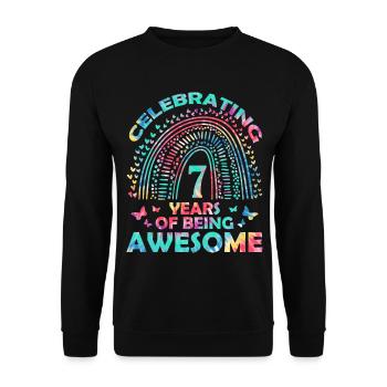 We celebrate 7 years "awesome" birthday - Unisex Sweatshirt - black - Front - Alina (178cm) & Michal (187cm)