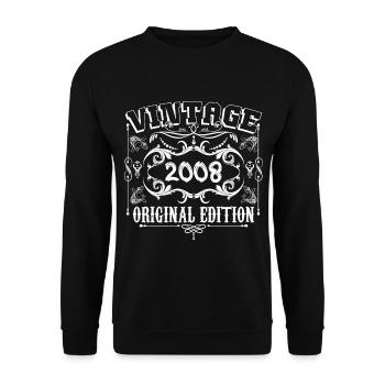 2008 | Vintage Original Edition 2008 Geburtstag - Unisex Pullover - Schwarz - Vorne - Alina (178cm) & Michal (187cm)