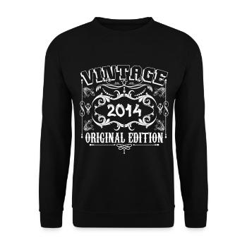 2014 | Vintage Original Edition 2014 Geburtstag - Unisex Pullover - Schwarz - Vorne - Alina (178cm) & Michal (187cm)