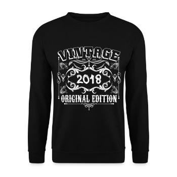 2018 | Vintage Original Edition 2018 Geburtstag - Unisex Pullover - Schwarz - Vorne - Alina (178cm) & Michal (187cm)