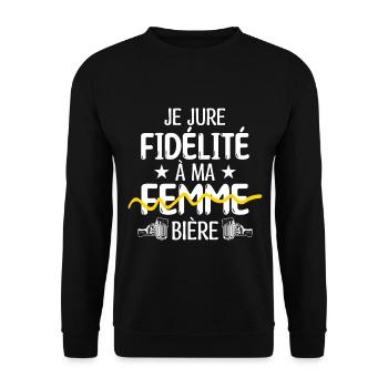 Je jure fidélité à ma femme, bière - Sweat-shirt Unisexe - noir - Devant - Alina (178cm) & Michal (187cm)