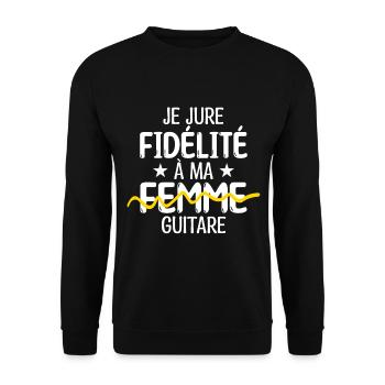 Guitariste - je jure Fidélité a ma Guitare - Sweat-shirt Unisexe - noir - Devant - Alina (178cm) & Michal (187cm)