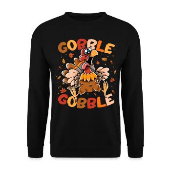 Thanksgiving Funny Turkey Gobble Gobble - Unisex Sweatshirt - black - Front - Alina (178cm) & Michal (187cm)