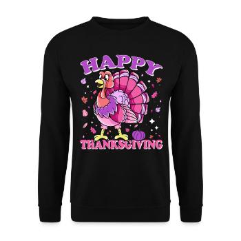 Female Turkey Happy Thanksgiving - Unisex Sweatshirt - black - Front - Alina (178cm) & Michal (187cm)