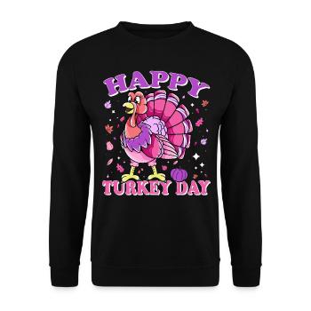 Thanksgiving Female Turkey Happy Turkey Day - Unisex Sweatshirt - black - Front - Alina (178cm) & Michal (187cm)