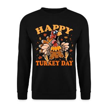 Thanksgiving Funny Turkey Happy Turkey Day - Unisex Pullover - Schwarz - Vorne - Alina (178cm) & Michal (187cm)