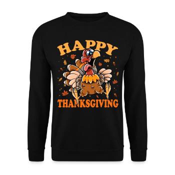 Thanksgiving Funny Turkey Happy Turkey Day - Unisex Pullover - Schwarz - Vorne - Alina (178cm) & Michal (187cm)