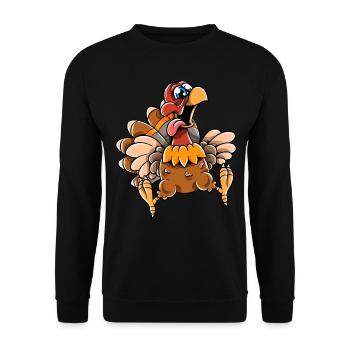 Thanksgiving Funny Turkey Happy Turkey Day - Unisex Pullover - Schwarz - Vorne - Alina (178cm) & Michal (187cm)