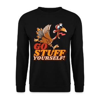 Stuff Yourself Running Turkey Funny Thanksgiving - Sweat-shirt Unisexe - noir - Devant - Alina (178cm) & Michal (187cm)