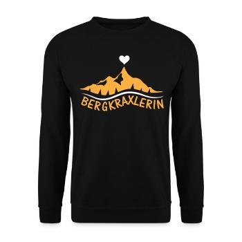 BERGKRAXLERIN - Trekking Alpenherz Berge Herz Alpe - Unisex Pullover - Schwarz - Vorne - Alina (178cm) & Michal (187cm)