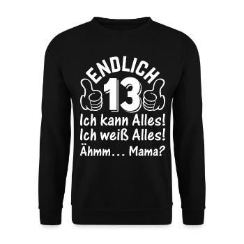 Endlich 13 Ich Kann Alles - 13 Jahre Mädchen 13. G - Unisex Pullover - Schwarz - Vorne - Alina (178cm) & Michal (187cm)