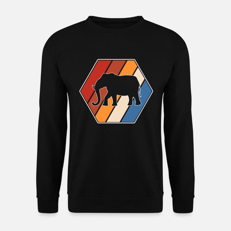 Elefant Retro - Unisex Pullover - Schwarz