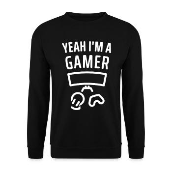 Ja, ich bin ein Gamer - Unisex Pullover - Schwarz - Vorne - Alina (178cm) & Michal (187cm)