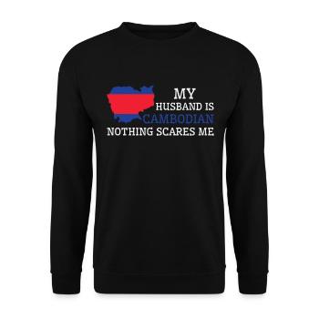 Nothing Scares Me Cambodian Husband Cambodia - Unisex Sweatshirt - black - Front - Alina (178cm) & Michal (187cm)