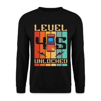 Niveau 45 Machine d’arcade débloquée Gamer 45. - Sweat-shirt Unisexe - noir - Devant - Alina (178cm) & Michal (187cm)