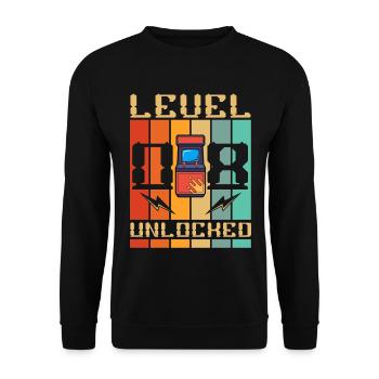 Level 8 Unlocked Arcade Machine Gamer 8. - Unisex Sweatshirt - black - Front - Alina (178cm) & Michal (187cm)