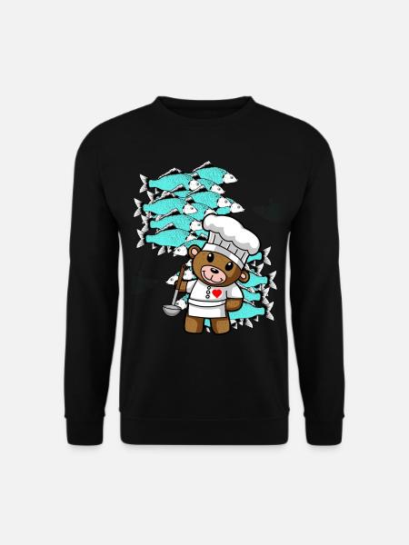 Fisch Gourmet Küche Hobbykoch Teddy Koch - Unisex Pullover - Schwarz