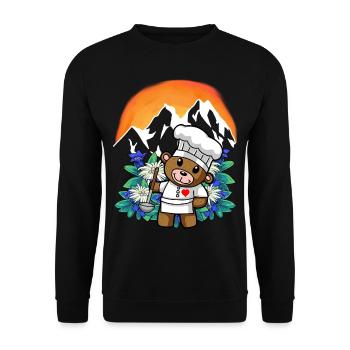 Autriche Cuisine gastronomique Chef amateur Chef nounours - Sweat-shirt Unisexe - noir - Devant - Alina (178cm) & Michal (187cm)