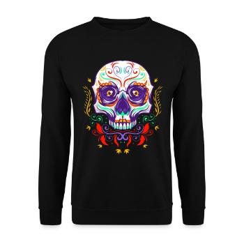 Sugar Skull Cinco De Mayo Day Of The Dead - Unisex Pullover - Schwarz - Vorne - Alina (178cm) & Michal (187cm)