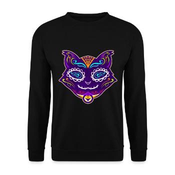 Painted Dia De Los Muertos Cat Day Of The Dead - Unisex Pullover - Schwarz - Vorne - Alina (178cm) & Michal (187cm)