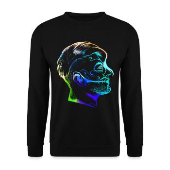 Colorful Stylized Male Calaveras Makeup Day Of - Unisex Pullover - Schwarz - Vorne - Alina (178cm) & Michal (187cm)
