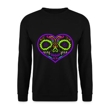 Peinture de crâne de sucre en forme de cœur pour le jour de la - Sweat-shirt Unisexe - noir - Devant - Alina (178cm) & Michal (187cm)