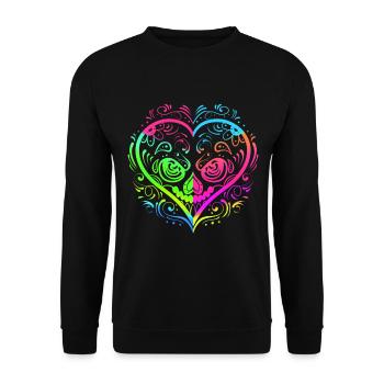 Peinture de crâne de sucre en forme de cœur pour le jour de la - Sweat-shirt Unisexe - noir - Devant - Alina (178cm) & Michal (187cm)