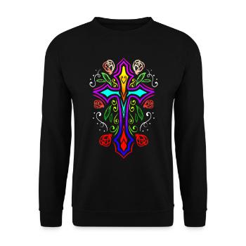 Day Of The Dead Cross Dia De Los Muertos - Unisex Pullover - Schwarz - Vorne - Alina (178cm) & Michal (187cm)