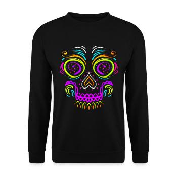 Big Calaveras Makeup Sugar Skull Day Of The Dead - Unisex Pullover - Schwarz - Vorne - Alina (178cm) & Michal (187cm)