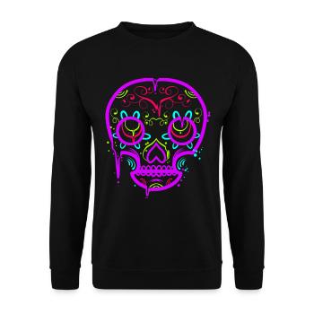 Stylized Painting Of A Sugar Skull For Day Of The - Unisex Pullover - Schwarz - Vorne - Alina (178cm) & Michal (187cm)