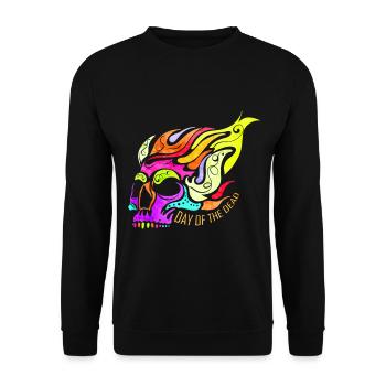 Colorful Flaming Skull For Day Of The Dead - Unisex Pullover - Schwarz - Vorne - Alina (178cm) & Michal (187cm)