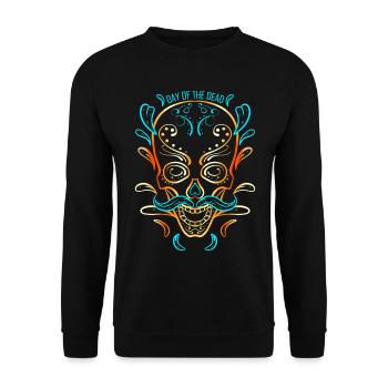 Stylized Painting Of A Sugar Skull For Day Of The - Unisex Pullover - Schwarz - Vorne - Alina (178cm) & Michal (187cm)