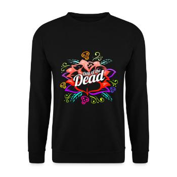 Colorful Dahlia Flower Logo Day Of The Dead - Unisex Pullover - Schwarz - Vorne - Alina (178cm) & Michal (187cm)