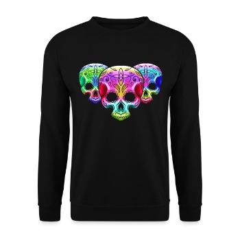 Three Colorful Gradient Sugar Skull Day Of The - Unisex Sweatshirt - black - Front - Alina (178cm) & Michal (187cm)