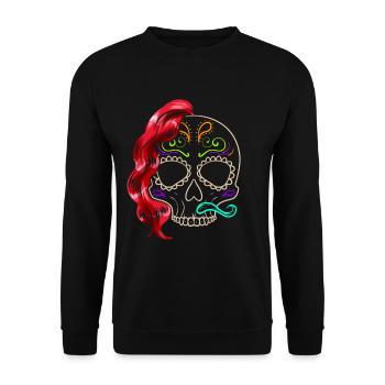 Cheveux féminins et moustache masculine Crâne de sucre Jour de - Sweat-shirt Unisexe - noir - Devant - Alina (178cm) & Michal (187cm)