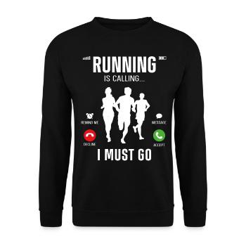 Running Runner Half Marathon Phone - Unisex Sweatshirt - black - Front - Alina (178cm) & Michal (187cm)
